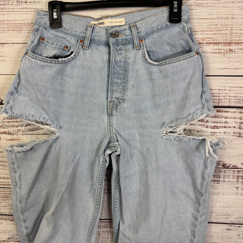 GRLFRND Bella Light Wash High Waist Distressed‎ Ripped Cut Out Jeans Women Denim - Picture 6 of 11